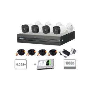 KIT DE CAMARAS DAHUA  XVR1B04-I   (4) B1A21-360  HD1T  4 CABLES 18M FUENTE PODER KIT1B04B1A21