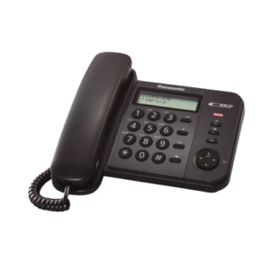 TELÉFONO SENCILLO PANASONIC COLOR NEGRO (IDENTIFICADOR, AGENDA, REMARCACIÓN, 3 BATERÍAS AA - NO INCL